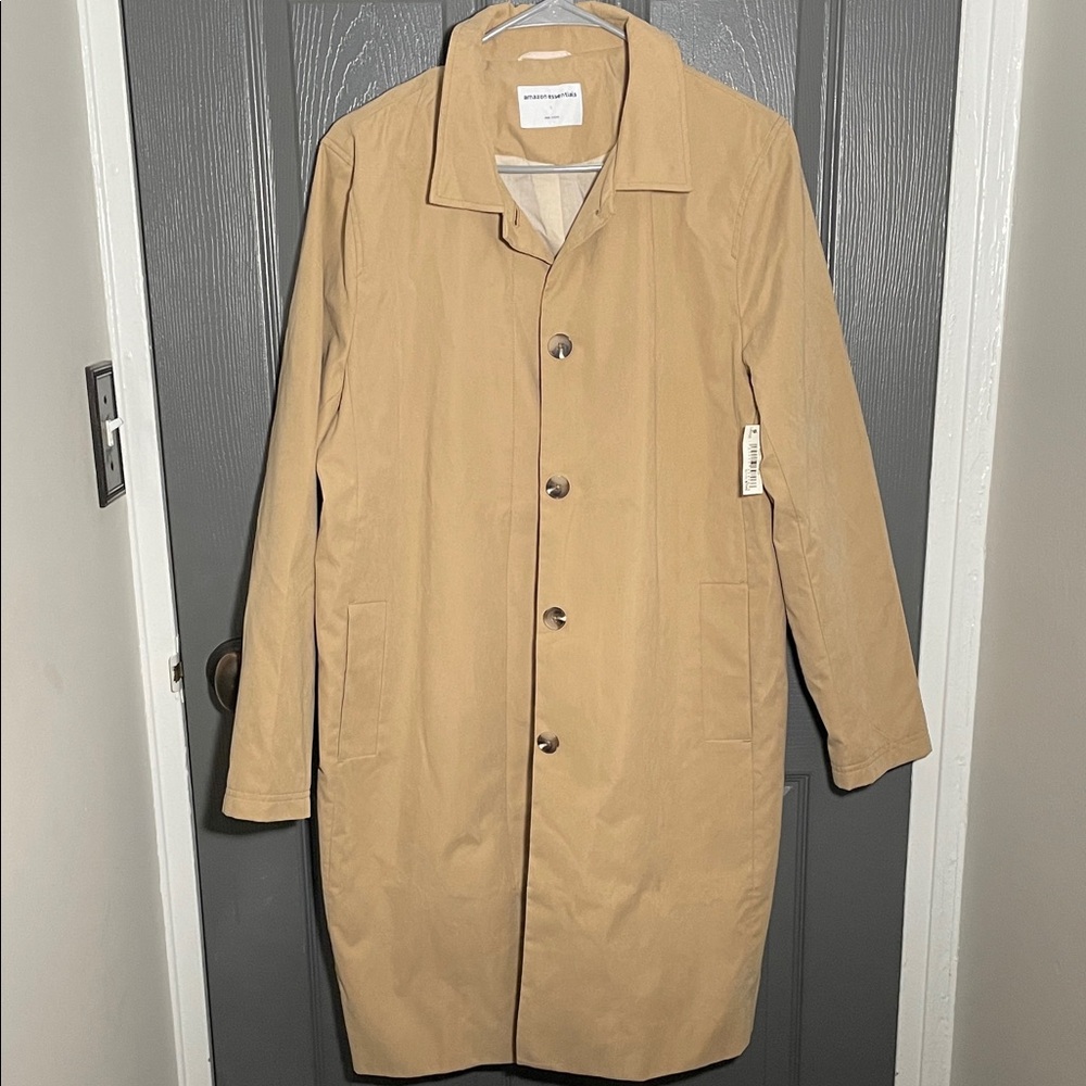 NWT Classic NEW Amazon Essentials Women’s Beige / Tan Trench Coat - Large